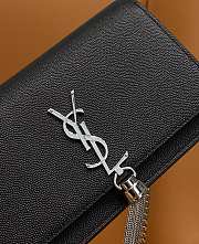 Bagsaaa YSL Kate Tassel Bag Black Grained Leather Silver Hardware - 19x12.5x4cm  - 5