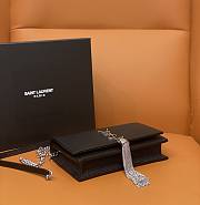Bagsaaa YSL Kate Tassel Bag Black Grained Leather Silver Hardware - 19x12.5x4cm  - 2
