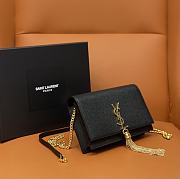 	 Bagsaaa YSL Kate Tassel Bag Black Grained Leather Gold Hardware - 19x12.5x4cm - 5