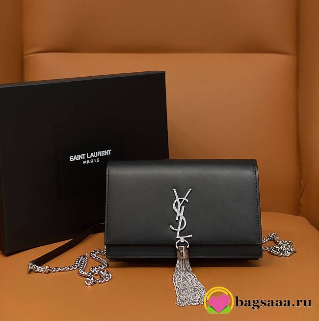 	 Bagsaaa YSL Kate Tassel Bag Black Silver Hardware - 19x12.5x4cm - 1