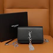 	 Bagsaaa YSL Kate Tassel Bag Black Silver Hardware - 19x12.5x4cm - 1