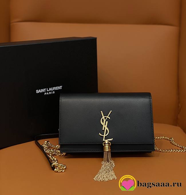 	 Bagsaaa YSL Kate Tassel Bag Black Gold Hardware - 19x12.5x4cm - 1