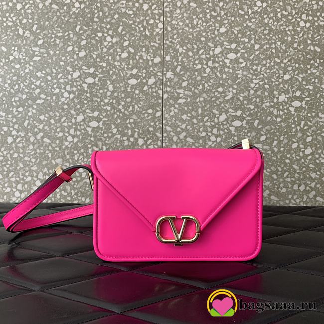 	 Bagsaaa Valentino Garavani Small Shoulder Letter Bag Hot Pink - 19x12x6cm - 1
