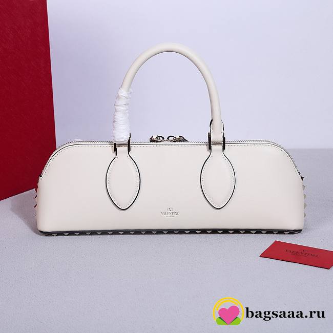 	 Bagsaaa Valentino garavani Rockstud E/W Calfskin Handbag White - 26 x 13 x 7cm - 1