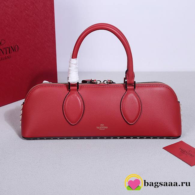 	 Bagsaaa Valentino garavani Rockstud E/W Calfskin Handbag Red - 26 x 13 x 7cm - 1