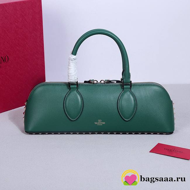 	 Bagsaaa Valentino garavani Rockstud E/W Calfskin Handbag Green - 26 x 13 x 7cm - 1