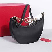 Bagsaaa Valentino Small Vlogo Moon Hobo Bag In Leather With Chain Black - 29x 23x11cm - 6