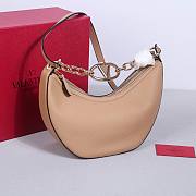	 Bagsaaa Valentino Small Vlogo Moon Hobo Bag In Leather With Chain Beige - 29x 23x11cm - 6