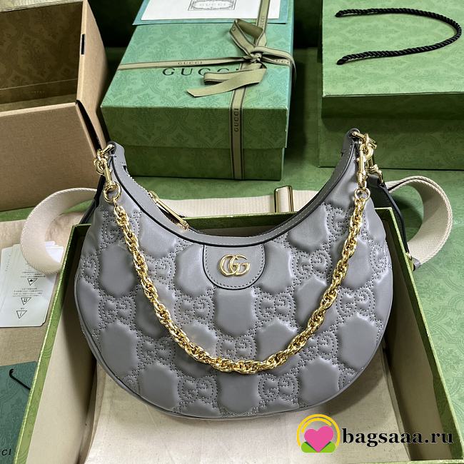 	 Bagsaaa Gucci GG Matelassé Small Shoulder Bag Grey- W27cm x H18cm x D7cm - 1