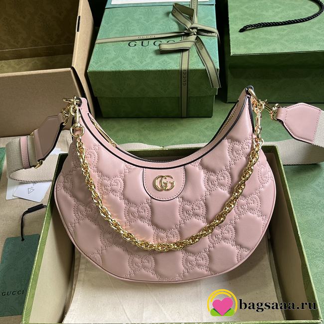 	 Bagsaaa Gucci GG Matelassé Small Shoulder Bag Pink - W27cm x H18cm x D7cm - 1