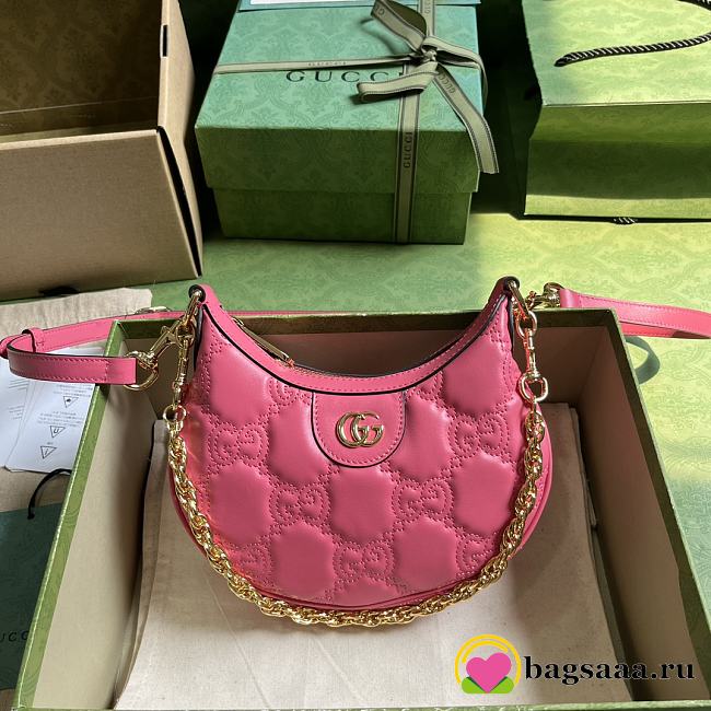 	 Bagsaaa Gucci GG Matelassé Mini Shoulder Bag Pink - 21x 14x 6cm - 1