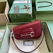 Bagsaaa Gucci Horsebit 1955 Mini Shoulder Bag Red - 8-12.5x 19.5x 3-6cm - 1