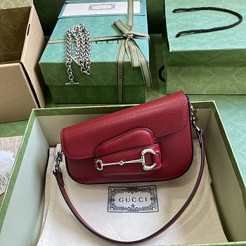 Bagsaaa Gucci Horsebit 1955 Mini Shoulder Bag Red - 8-12.5x 19.5x 3-6cm