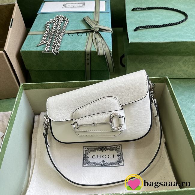 	 Bagsaaa Gucci Horsebit 1955 Mini Shoulder Bag White - 8-12.5x 19.5x 3-6cm - 1