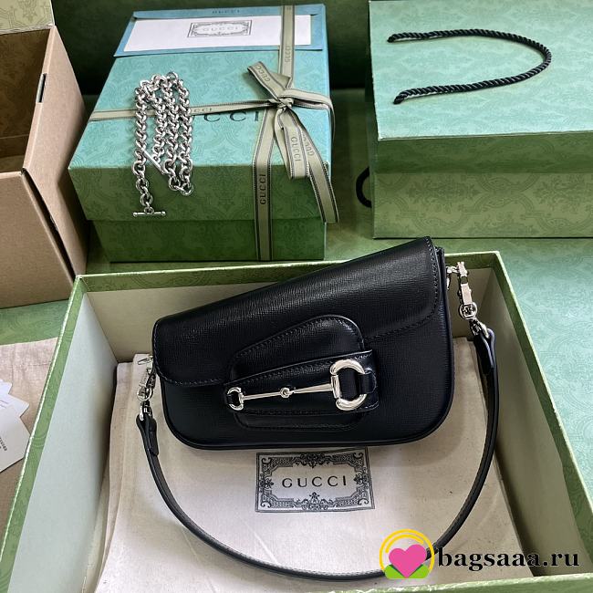 	 Bagsaaa Gucci Horsebit 1955 Mini Shoulder Bag Black - 8-12.5x 19.5x 3-6cm - 1