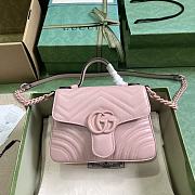 Bagsaaa Gucci GG Marmont mini top handle bag in pink leather - 15.5x 21x 8cm - 1