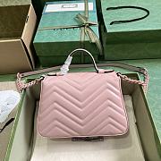 Bagsaaa Gucci GG Marmont mini top handle bag in pink leather - 15.5x 21x 8cm - 2