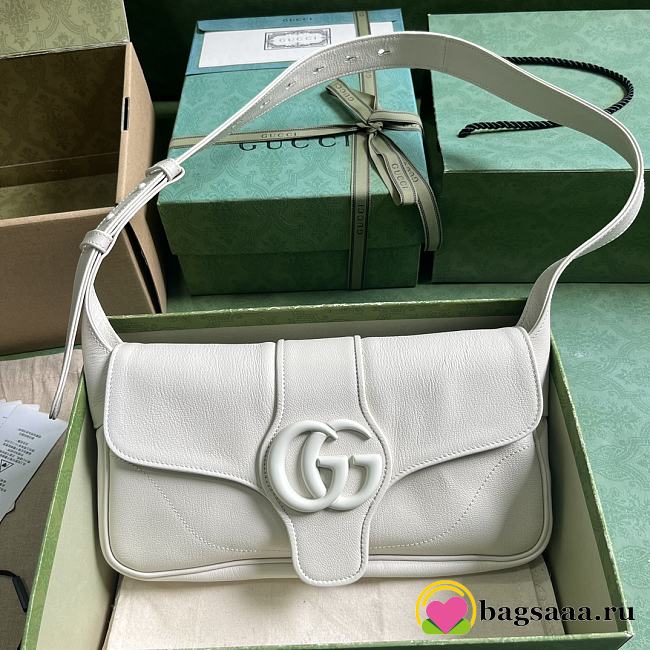 Bagsaaa Gucci Aphrodite small shoulder bag in white leather - 27cm - 1