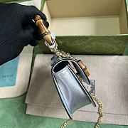 Bagsaaa Gucci Bamboo 1947 super mini bag in silver leather - 18.5x 12x 5.5cm - 2