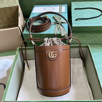 Bagsaaa Gucci Ophidia mini bucket bag in Brown GG Canvas Leather - 11.5x23x8cm
