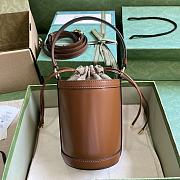 Bagsaaa Gucci Ophidia mini bucket bag in Brown GG Canvas Leather - 11.5x23x8cm - 5