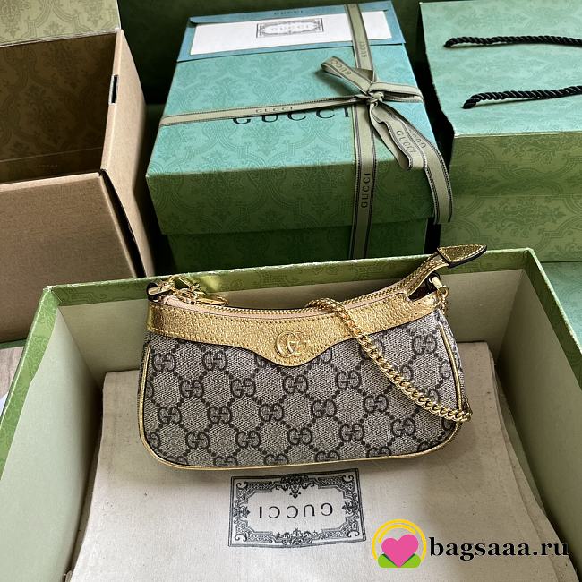 Bagsaaa Gucci Ophidia mini bag in beige and gold - 10x 19x 3cm - 1
