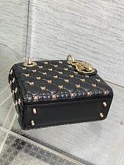 Bagsaaa Dior Small Lady Black Cannage Lambskin with Gold-Finish Butterfly Studs - 20 x 17 x 8 cm - 6