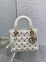 	 Bagsaaa Dior Small Lady White Cannage Lambskin with Gold-Finish Butterfly Studs - 20 x 17 x 8 cm - 1