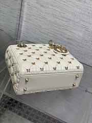 	 Bagsaaa Dior Small Lady White Cannage Lambskin with Gold-Finish Butterfly Studs - 20 x 17 x 8 cm - 5