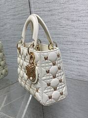 	 Bagsaaa Dior Small Lady White Cannage Lambskin with Gold-Finish Butterfly Studs - 20 x 17 x 8 cm - 6
