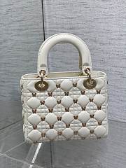 	 Bagsaaa Dior Small Lady White Cannage Lambskin with Gold-Finish Butterfly Studs - 20 x 17 x 8 cm - 2