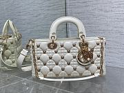 	 Bagsaaa Dior Medium Lady D-Joy White Cannage Lambskin with Gold-Finish Butterfly Studs - 26 x 13.5 x 5 cm - 1