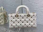 	 Bagsaaa Dior Medium Lady D-Joy White Cannage Lambskin with Gold-Finish Butterfly Studs - 26 x 13.5 x 5 cm - 3
