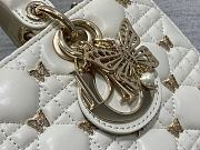 	 Bagsaaa Dior Medium Lady D-Joy White Cannage Lambskin with Gold-Finish Butterfly Studs - 26 x 13.5 x 5 cm - 2