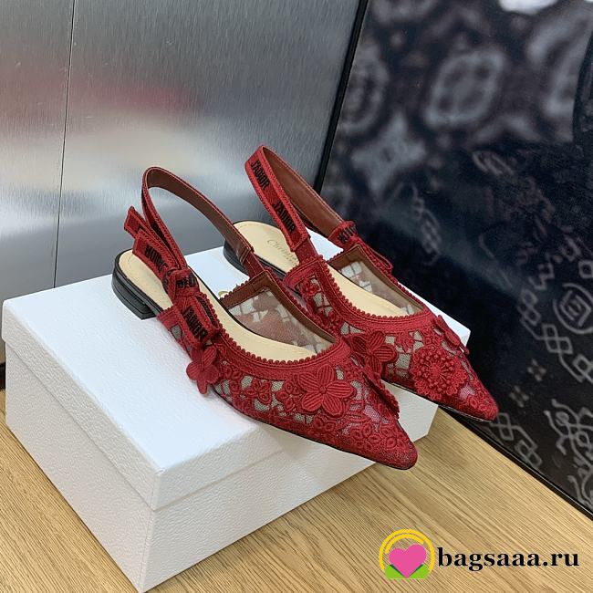 Bagsaaa Dior J'Adior Slingback Pump 3D Macrame-Effect Burgundy - 1