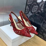 Bagsaaa Dior J'Adior Slingback Pump 3D Macrame-Effect Burgundy - 3