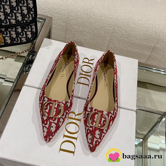 	 Bagsaaa Dior Oblique Flat Shoes Red - 1