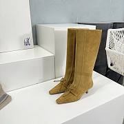 Bagsaaa Burberry Storm Square-Toe Knee-High Boots Brown - 4