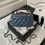 	 Bagsaaa Chanel Vaniny Cosmestic Blue Top Handle Bag - 17x9.5x8cm - 1
