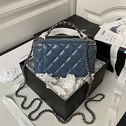 	 Bagsaaa Chanel Vaniny Cosmestic Blue Top Handle Bag - 17x9.5x8cm - 6