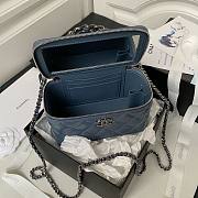 	 Bagsaaa Chanel Vaniny Cosmestic Blue Top Handle Bag - 17x9.5x8cm - 2