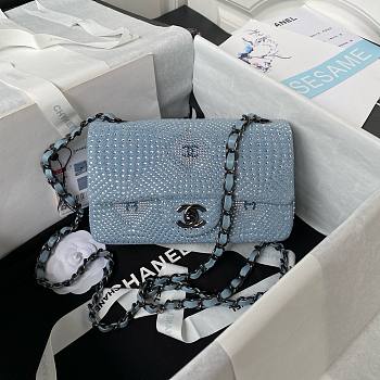	 Bagsaaa Chanel Denim, Rhinestones & silver metal Blue & silver - 20cm