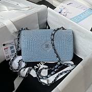 Bagsaaa Chanel Denim, Rhinestones & silver metal Blue & silver - 20cm - 2