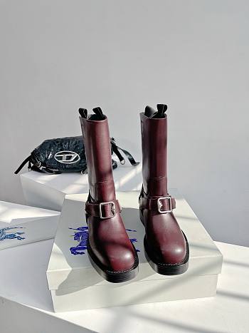 	 Bagsaaa Burberry Burgundy Leather Boots