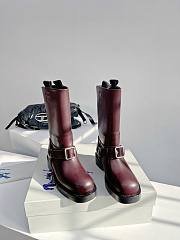 	 Bagsaaa Burberry Burgundy Leather Boots - 6