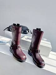 	 Bagsaaa Burberry Burgundy Leather Boots - 4