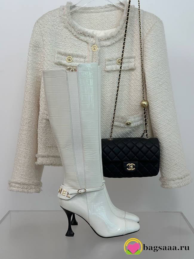 Bagsaaa Chanel White Long Boots - 1