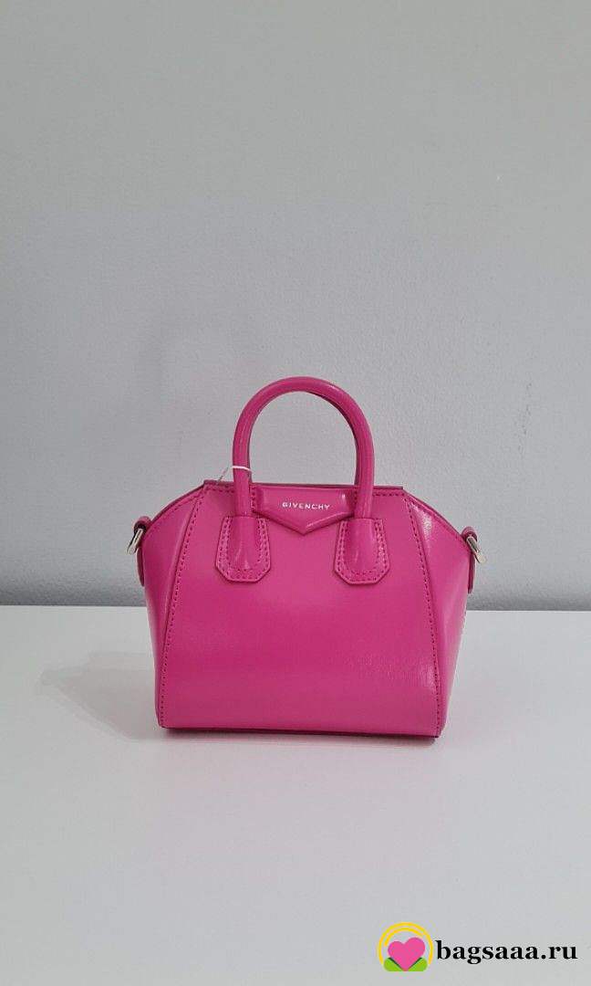 Bagsaaa Givenchy Micro Antigona Pink Leather - 14x11cm - 1
