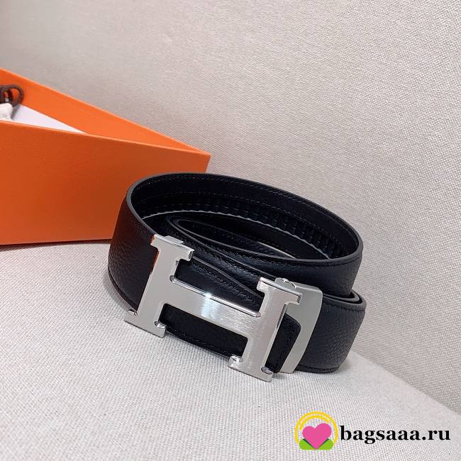 	 Bagsaaa Hermes Clemence Black Belt Silver Hardware - 3.5cm - 1
