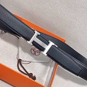 	 Bagsaaa Hermes Clemence Black Belt Silver Hardware - 3.5cm - 4